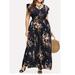 MAWCLOS Women's Bohemian Chiffon Dresses Fashion V Neck Sleeveless Dress Relaxed Plus Size Maxi Dresses