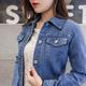 Boyfriend Jean Jacket Women Denim Jackets Vintage Long Sleeve Jacket Casual Slim Coat Candy Color Bomber Jacket Blue XL