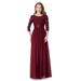 Ever-Pretty Women's Floral Lace Chiffon Patchwork Plus Size Evening Dresses for Women 07412 Burgundy US18