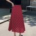 New Women High Waist Polka Dots Skirt Elegant Midi Long Skirts Wrap Dots Chiffon Skirt Korean Fashion Skirt