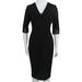 Calvin Klein Women's V Neck Fringe Sheath Dress Black Size 4