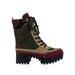 Faux Fur Lninig Combat Boots - Military Lug Sole Color Block Shoes (women)