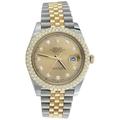 Mens Rolex DateJust 41 Champagne Diamond Dial Watch 126333 Honeycomb Bezel 4 CT