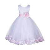 Ekidsbridal White Lace Top Tulle Bodice Floral Petals Flower Girl Dress First Communion Dress Holy Baptism Dress Easter Summer Dresses Pageant Gown Holiday Dresses Daily Dress Birthday Girl Dress 165S