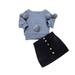 Autumn Baby Girl Tops+ Skirts 2pcs Long Sleeve Plush Ball Design Sweater Short Skirts Casual Outfits Set