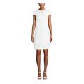 ANNE KLEIN Womens White Solid Cap Sleeve Keyhole Short Body Con Cocktail Dress Size 2