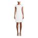 ANNE KLEIN Womens White Solid Cap Sleeve Keyhole Short Body Con Cocktail Dress Size 2