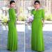 Women's Long And Cropped Sleeves Off-Shoulder Cropped Sleeves High Waist Solid Color Long Dress