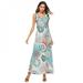 Print Summer Dress Sexy V Neck Bow Bandage Waist Slim Dresses Sleeveless Summer Women Long Elegant Dress Fit And Flare Vestidos