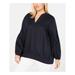 TOMMY HILFIGER Womens Navy Long Sleeve V Neck Peasant Top Size 0X