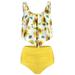 Women 2Pcs Padded Ruffle Strappy Crop Tops High Waist Bikini Set Swimsuit Swimwear Summer