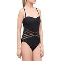 Kenneth Cole Womens Tough Luxe Crochet Bandeau One-Piece Swimsuit