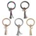 Besufy Keychain Women Tassel Charm Wristlet Faux Leather Key Ring Holder