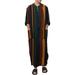 MAWCLOS Men Pajamas Sleepwear Muslim Robe For Men Round Neck Striped Button Up Kaftan Loungewear Casual Beach Robes With Pockets