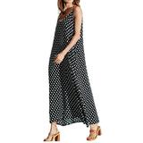 Plus Size Women Floral Polka Dot Print Sleeveless Summer Shift Midi Dress Casual Loose Sundress For Women Ladies Casual Boho Beach Long Maxi dress Ladies Evening Party Cocktail Long Dress