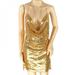 1pcs Women's Halter Sequined Dress Low-cut Sequined Sling Cocktail Mini Nightclub Dress Gold XL