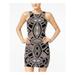 SPEECHLESS Womens Black Zippered Printed Sleeveless Jewel Neck Short Body Con Cocktail Dress Size 21