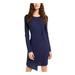 ULTRA FLIRT Womens Blue Long Sleeve Jewel Neck Knee Length Sheath Dress Size L