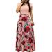 Womens Floral Print Summer Maxi Skirt Dress Ladies Short Sleeve Long Sleeve Cocktail Party Beach Long Sundress