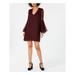 AVEC LES FILLES Womens Burgundy Lace Bell Sleeve V Neck Mini Shift Party Dress Size 4