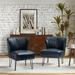 Side Chair - Trent Austin Design® Ousley 26" W Faux Leather Tufted Side Chair w/ Metal Base Faux Leather in Blue/Navy | Wayfair