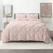 George Oliver Fairview Pinch Pleat Duvet Cover Set Microfiber in Pink/Yellow | Cal. King Duvet Cover + 2 Standard Pillowcases | Wayfair