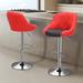 Wade Logan® Lozada Swivel Adjustable Height PU Leather Bar Stool w/ Mid-Backrest Upholstered/Metal in Red/Black | 18 W x 15 D in | Wayfair