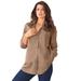Plus Size Women's Long-Sleeve Kate Big Shirt by Roaman's in Brown Sugar (Size 36 W) Button Down Shirt Blouse