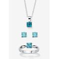 Women's 3-Piece Birthstone .925 Silver Necklace, Earring And Ring Set 18" by PalmBeach Jewelry in December (Size 7)