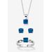 Women's 3-Piece Birthstone .925 Silver Necklace, Earring And Ring Set 18" by PalmBeach Jewelry in September (Size 6)