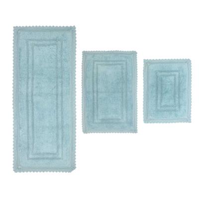 Opulent 3 Piece Bath Rug Collection by Home Weavers Inc in Aqua