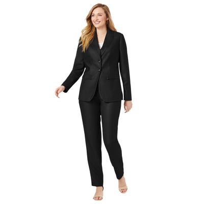 Plus Size Women's 2-Piece Stretch Crepe Single-Breasted Pantsuit by Jessica London in Black (Size 24 W) Set