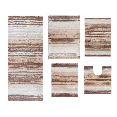 Gradiation 5 Piece Set Bath Rug Collection by Home Weavers Inc in Beige
