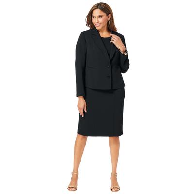 Plus Size Women's 2-Piece Stretch Crepe Single-Breasted Jacket Dress by Jessica London in Black (Size 30 W) Suit