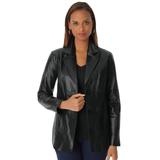 Plus Size Women's Leather Blazer by Jessica London in Black (Size 28 W)