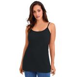 Plus Size Women's Stretch Cotton Cami by Jessica London in Black (Size 22/24) Straps