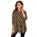 Plus Size Women's Stretch Knit Swing Tunic by Jessica London in Natural Bold Leopard (Size 30/32) Long Loose 3/4 Sleeve Shirt