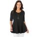 Plus Size Women's Stretch Cotton Peplum Tunic by Jessica London in Black (Size 18/20) Top
