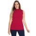 Plus Size Women's Fine Gauge Mockneck Sweater by Jessica London in Classic Red (Size 14/16) Sleeveless Mock Turtleneck