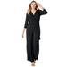 Plus Size Women's Wide Leg Knit Jumpsuit by The London Collection in Black (Size 12)