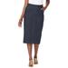 Plus Size Women's Comfort Waist Stretch Denim Midi Skirt by Jessica London in Indigo (Size 18) Elastic Waist Stretch Denim