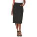 Plus Size Women's Comfort Waist Stretch Denim Midi Skirt by Jessica London in Black (Size 18) Elastic Waist Stretch Denim