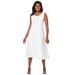 Plus Size Women's Linen Fit & Flare Dress by Jessica London in White (Size 12 W)