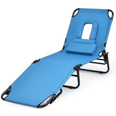 Costway Outdoor Folding Chaise Beach Pool Patio Lo...