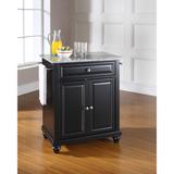 Crosley Cambridge Solid Granite Top Portable Kitchen Island in Black Finish - 18"d x 31"w x 35"h