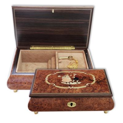Holz Schmuck-Schatulle Spieluhr Rokoko Tänzerpaar Melodie wählbar Image
