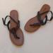 American Eagle Outfitters Shoes | American Eagle Black Leather Thong Sandals-Sz 8 | Color: Black/Silver | Size: 8