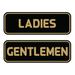 Signs ByLITA Standard Ladies Gentlemen Restroom Sign Set - Black/Gold Small 2" X 6" Plastic in Black/Yellow | 3 H x 9 W x 1 D in | Wayfair