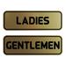 Signs ByLITA Standard Ladies Gentlemen Restroom Sign Set - Black/Gold Small 2" X 6" Plastic in Yellow | 2 H x 6 W x 1 D in | Wayfair AQS-LGRS-GLD