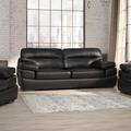 Sunset Trading Jayson 89" Wide Top Grain Leather Sofa | Black Genuine Leather | 37 H x 89 W x 39 D in | Wayfair SU-JH3780-301SPE
